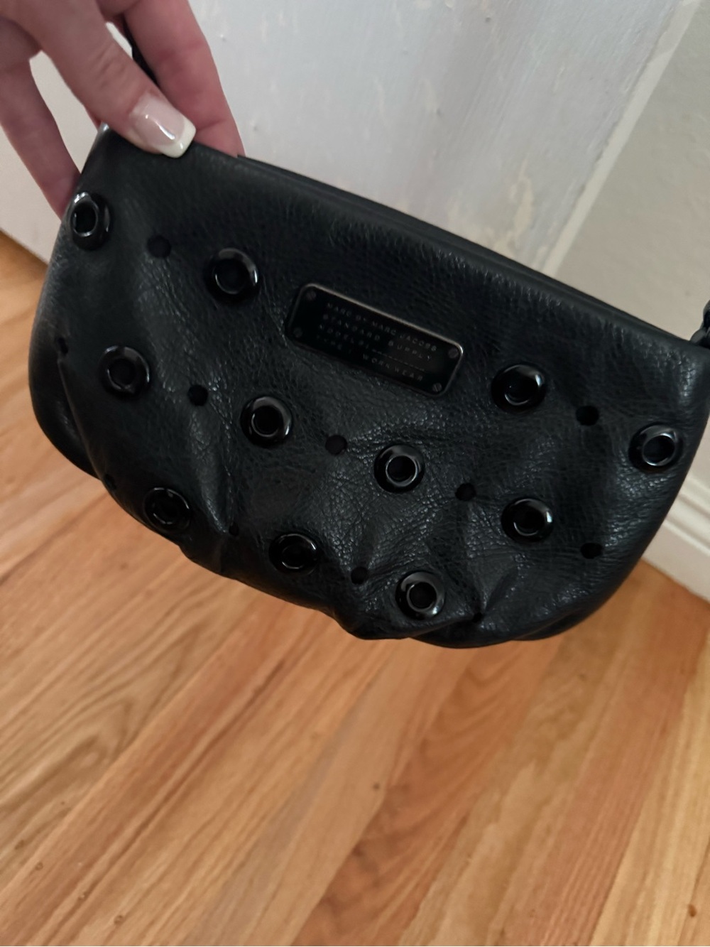 Marc by Marc Jacobs Black Leather Grommet Wristlet
